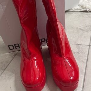 Dream Pairs Red Patent Platform Knee-High Boots